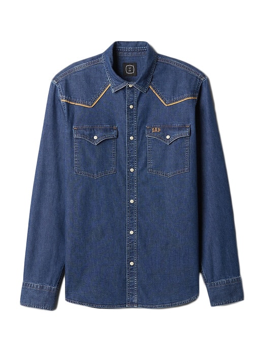 Buy GAP Men Blue Slim Fit Western Shirt In Denim - NNNOW.com